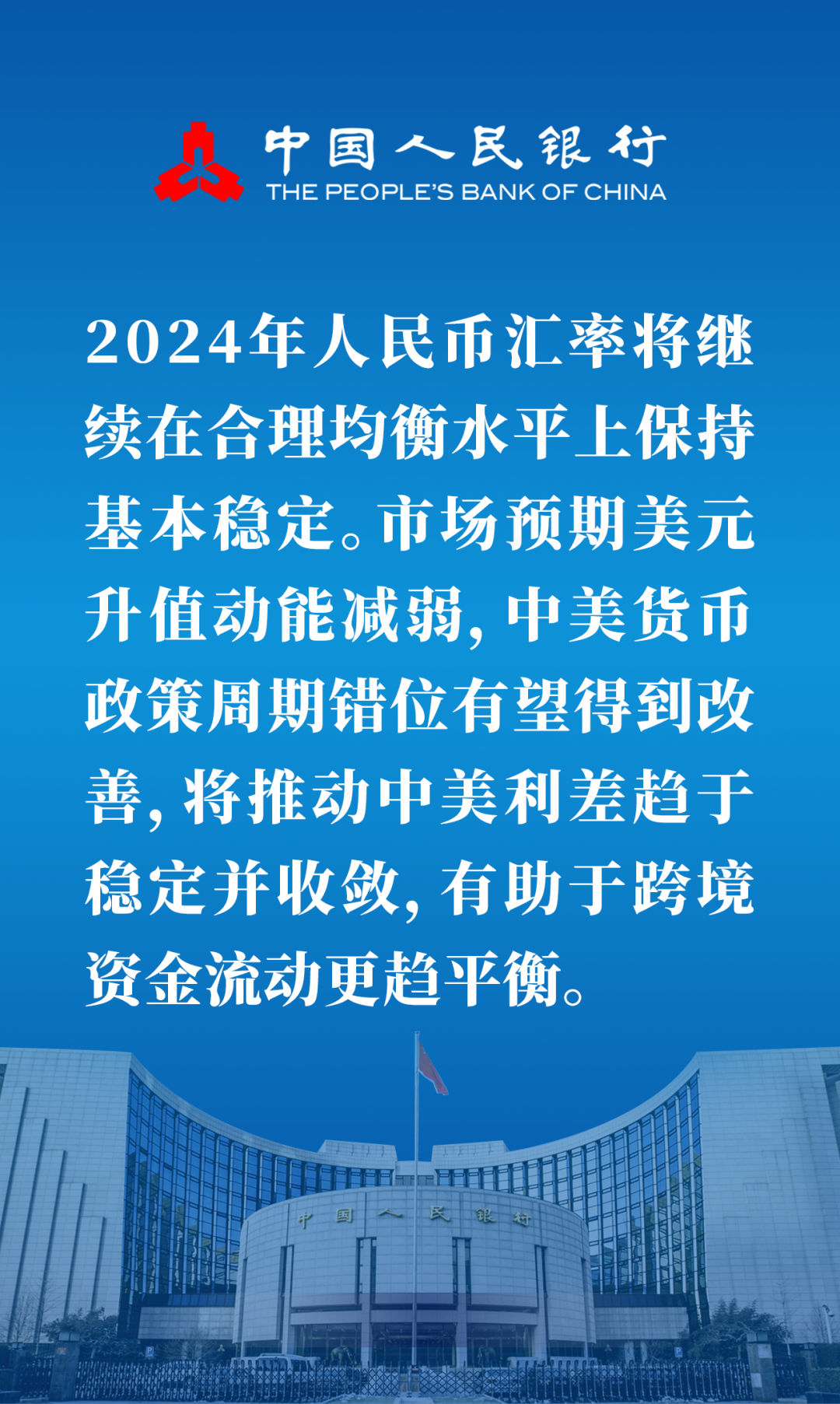 人民银行国际司：人民币汇率将在合理均衡水平上保持基本稳定