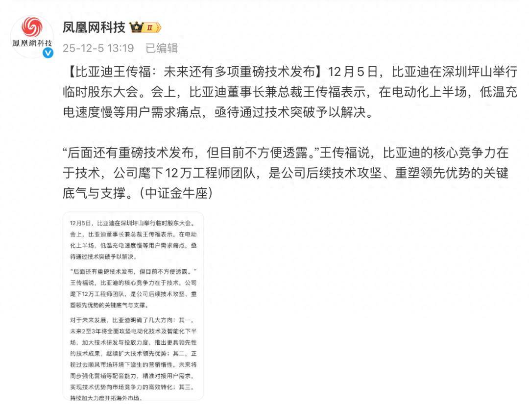 比亚迪董事长兼总裁王传福：加快推进全球化产业布局 打造世界级中国品牌